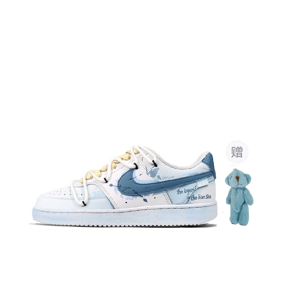 Nike Court Vision 1 Slip-Resistant Cushioning Wear-Resistant Low-Top Skateboard Shoes Men's Sky Blue
