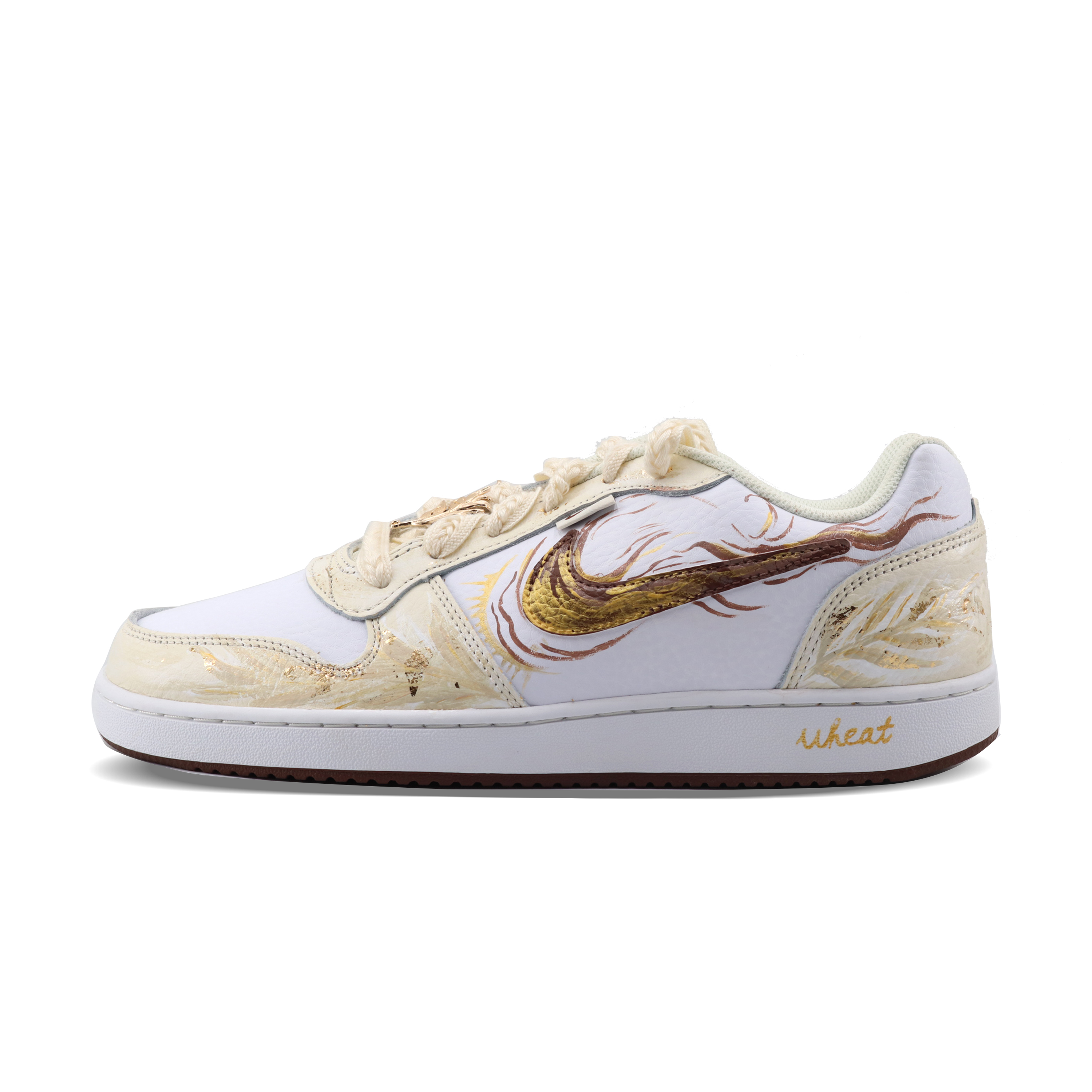 Nike EBERNON Wheat Wave Gilded Abrasion Resistant Low top Skateboard Shoes Men's White Gold