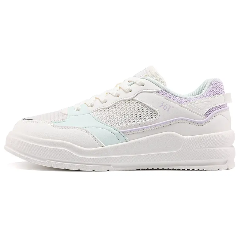 361° Anti Slip Wear Resistant Low Top Skateboard Shoes Women's White Purple Green