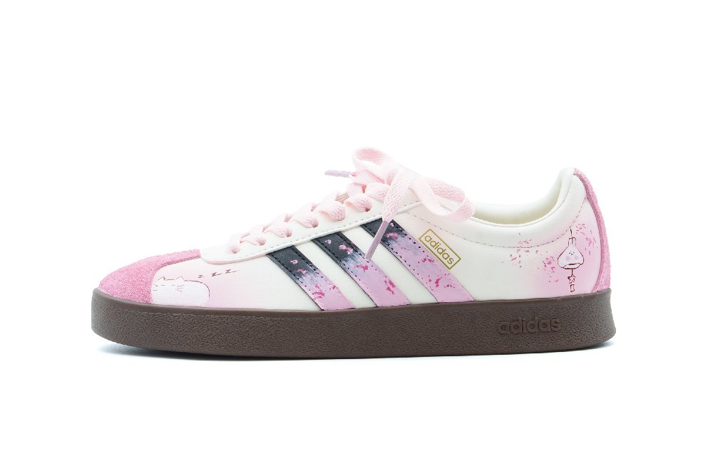 Adidas Vl Court Classic Abrasion Resistant Low Top Skateboard Shoes Unisex Pink