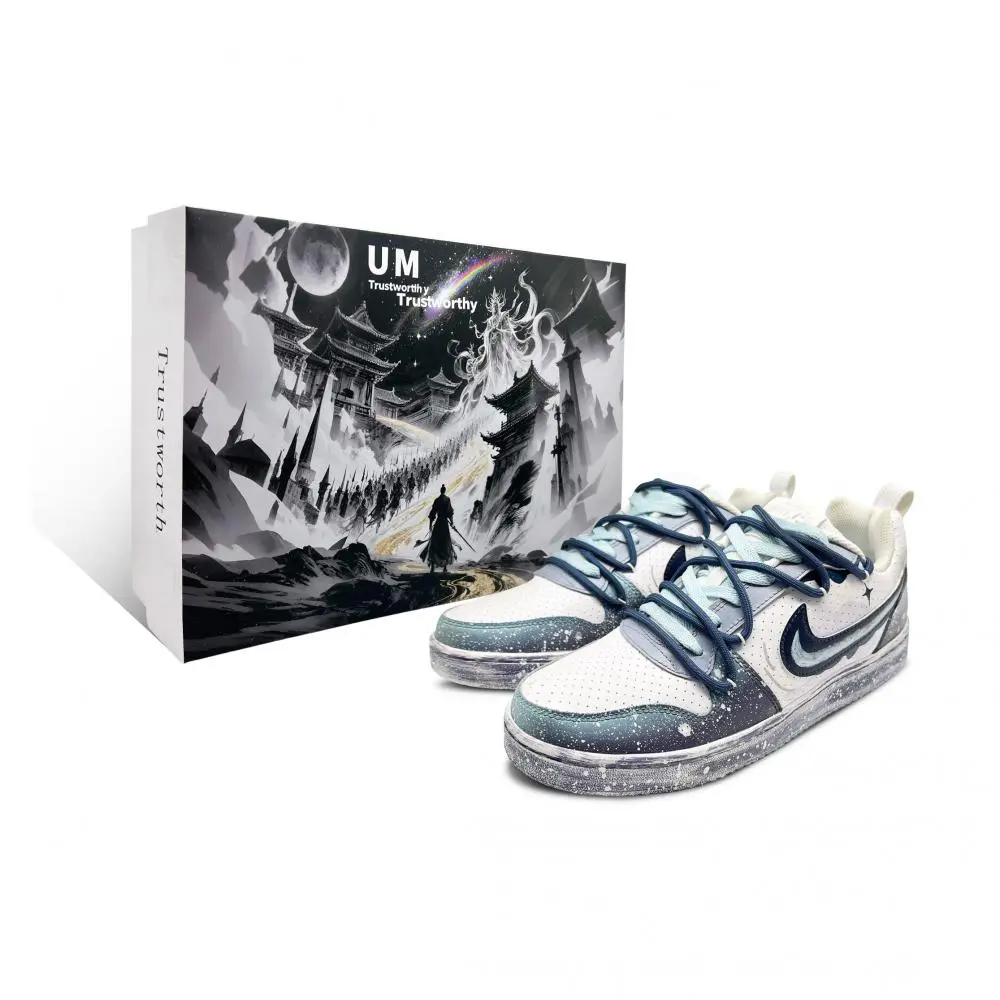 Nike Court Borough Ruined Ruins Icy Snow Box Thermal Abrasion Resistant Low top Skateboard Shoes Men's Cyan White