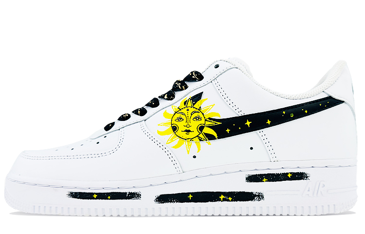 Nike Air Force 1 Low Low-Top Skateboard Shoes Men's Black Yellow