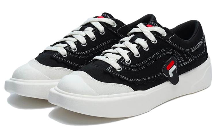 FILA FUSION CURVE Anti-Slip And Wear-Resistant Lightweight Low-Top Canvas Shoes Men's Black White