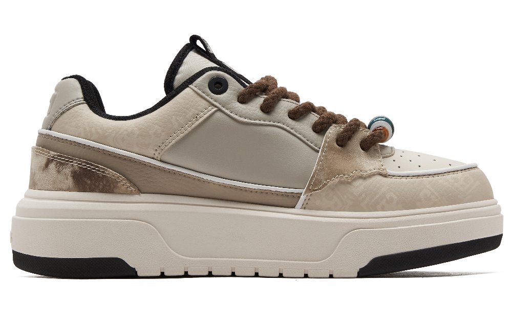 MLB Chunky Liner Anti-Slip Wear-Resistant Low-Top Skateboard Shoes Unisex Beige Yellow