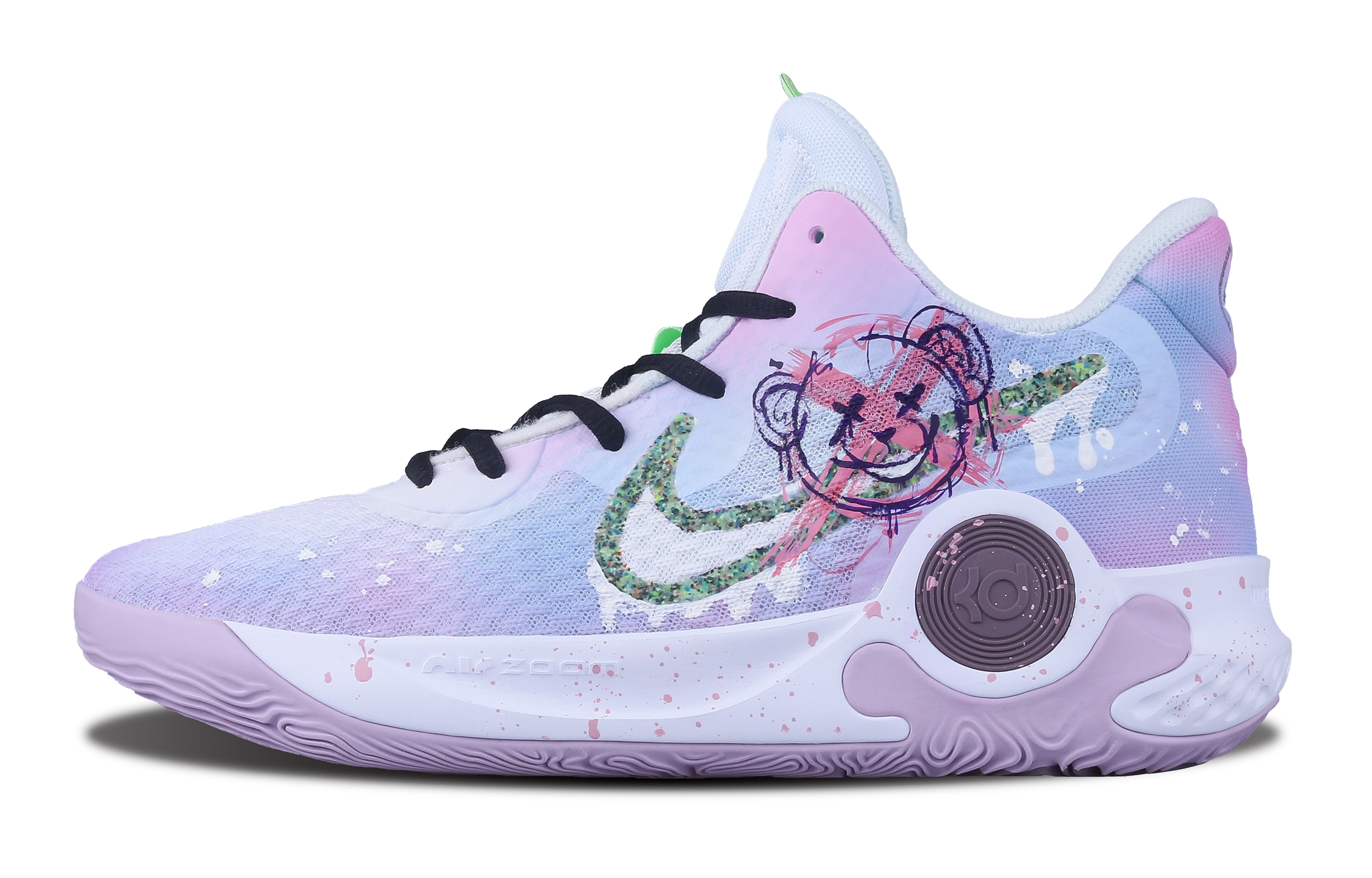 Nike KD Trey 5 IX Cushioning Anti-Slip And Wear-Resistant Balance Mid-Top Zoom Basketball Shoes Men's Blue Pink