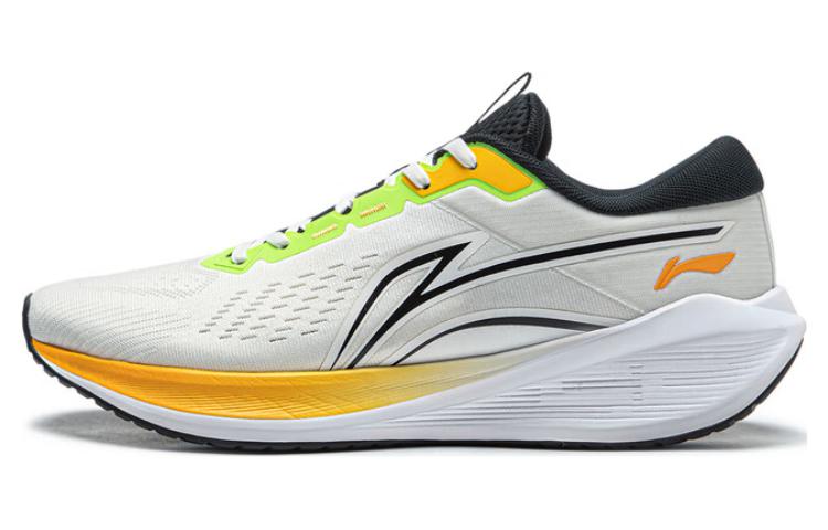 LiNing Wave V2 Cushioning, Slip Resistant, And Abrasion Resistant Low Top Casual Running Shoes Men's White Yellow