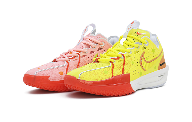 Nike Air Zoom G.T. Cut 3 EP Cushioned Wear-Resistant Coverage Low-Top Basketball Shoes Unisex Yellow Pink