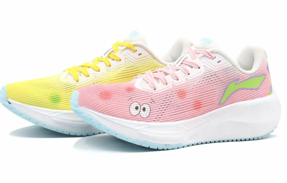 LiNing Wuyue 2.0 Shock Absorbers Slip Resistant Breathable Low top Casual Running Shoes Unisex Yellow Pink Mismatched