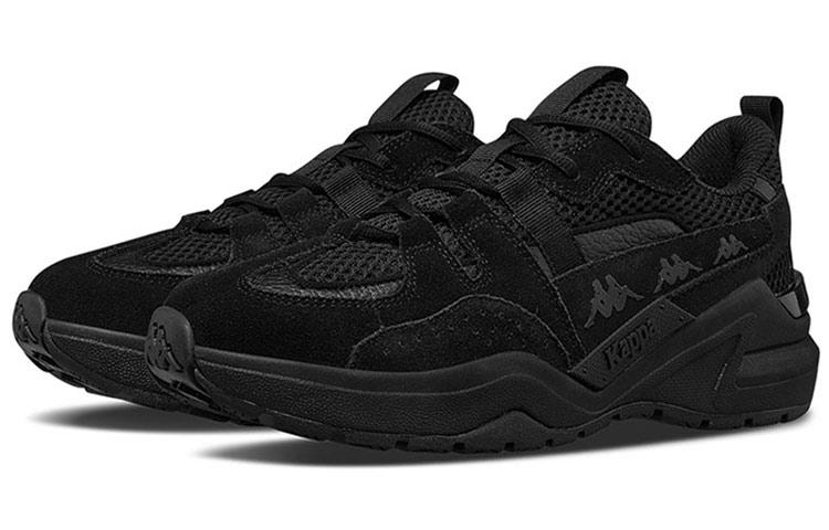 Kappa Label String Cushioning Low-Top Chunky Sneakers Unisex Black