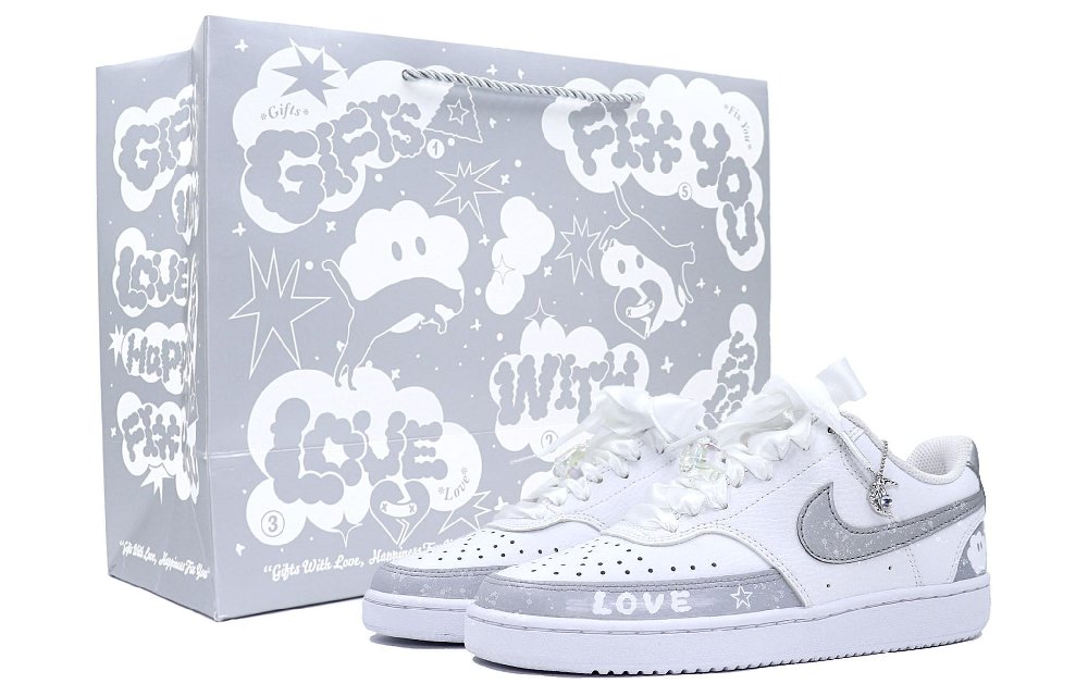 Nike Court Vision 1 Low-Top Skateboard Shoes Women's White Gray