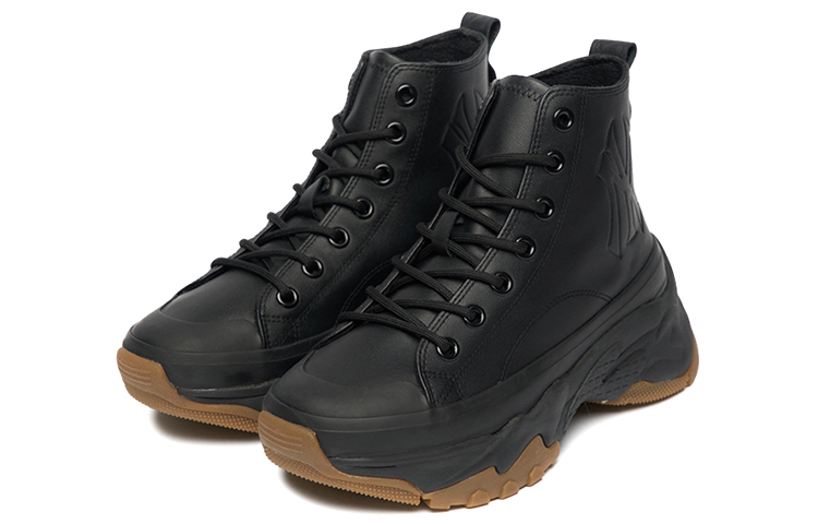 MLB Chunky High Cushioned Slip-Resistant Height Increasing High-Top Chunky Sneakers Unisex Black