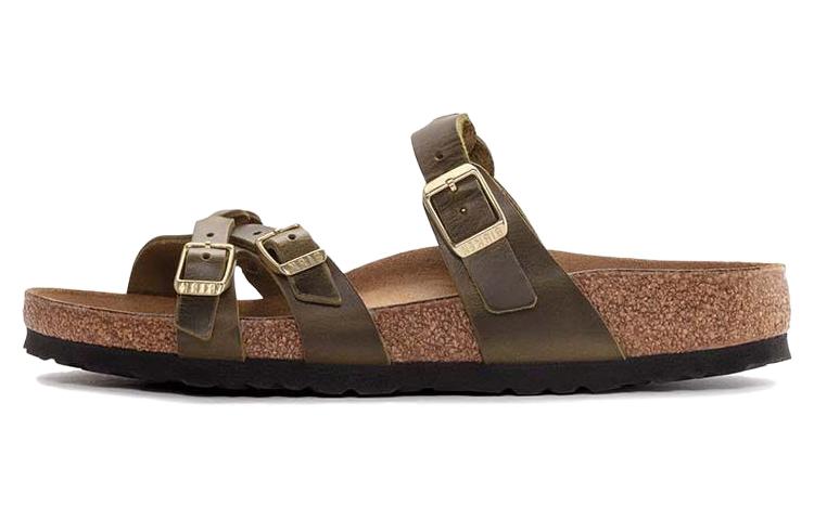 Birkenstock Franca Oiled Leather Narrow Fit Sandals 'Olive Green' Women's