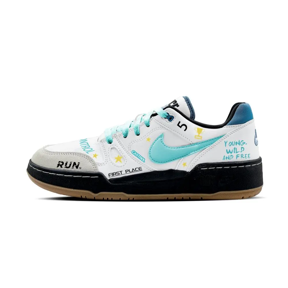 Nike Full Force Low Pixel Respirators Abrasion Resistant Low top Skateboard Shoes Men's White Green