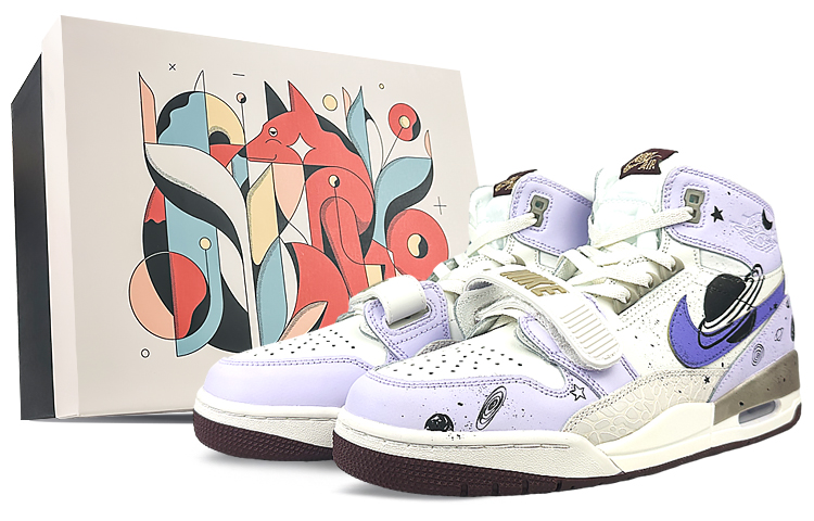 Jordan Legacy 312 High-Top Vintage Basketball Shoes Men's White Purple