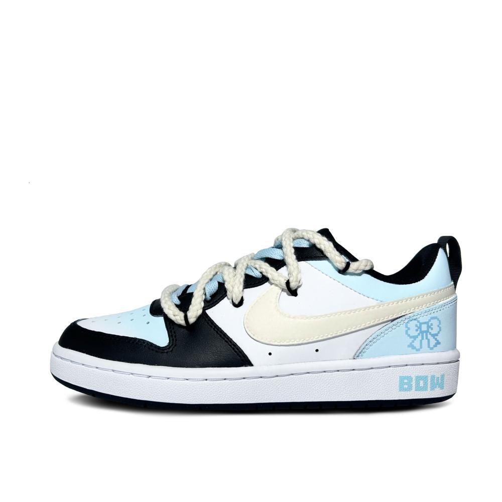 Nike Court Borough Sea Salt Bow Low-Top Skateboard Shoes Women's Black Blue