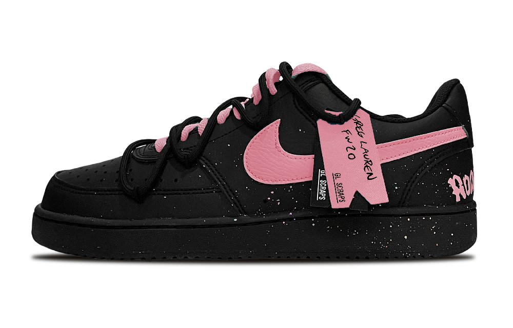 Nike Court Vision Slip Resistant Low Top Skateboard Shoes Unisex Black Pink