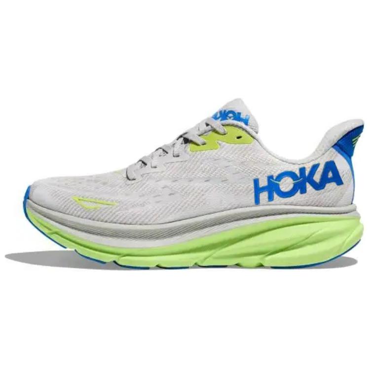 HOKA ONE ONE Clifton 9 Anti-Slip Wear-Resistant Low-Top Running Shoes Men's Gray Green Blue