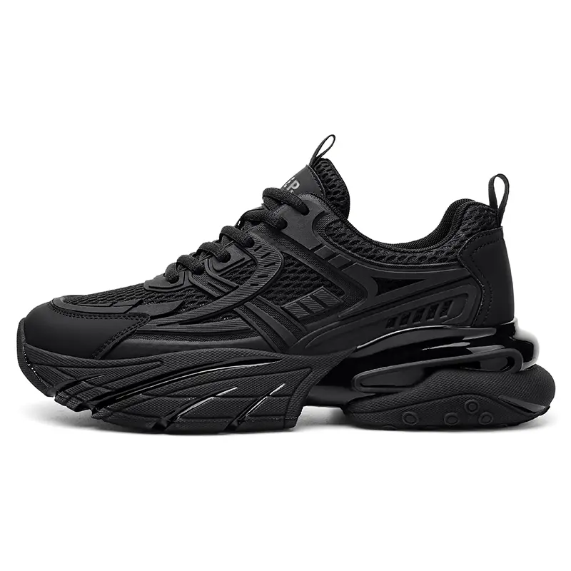 JEEP SPIRIT Abrasion Resistant Breathable Height Increasing Low top Chunky Sneakers Men's Black