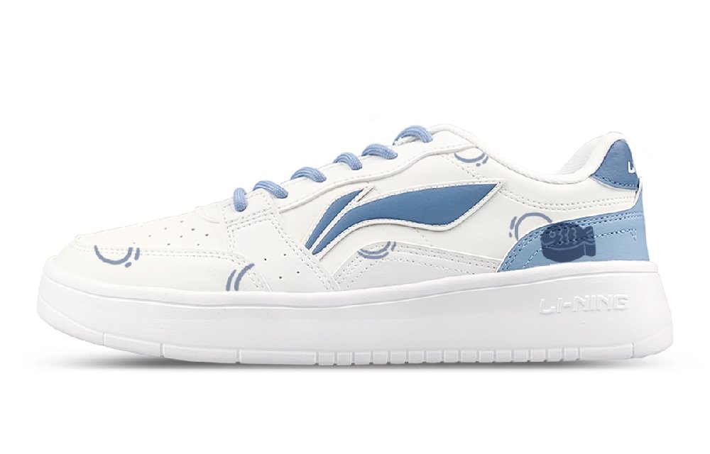 LiNing Acer Truncatum Anti Slip And Wear Resistant Height Increasing Low Top Skateboard Shoes Men's White Blue