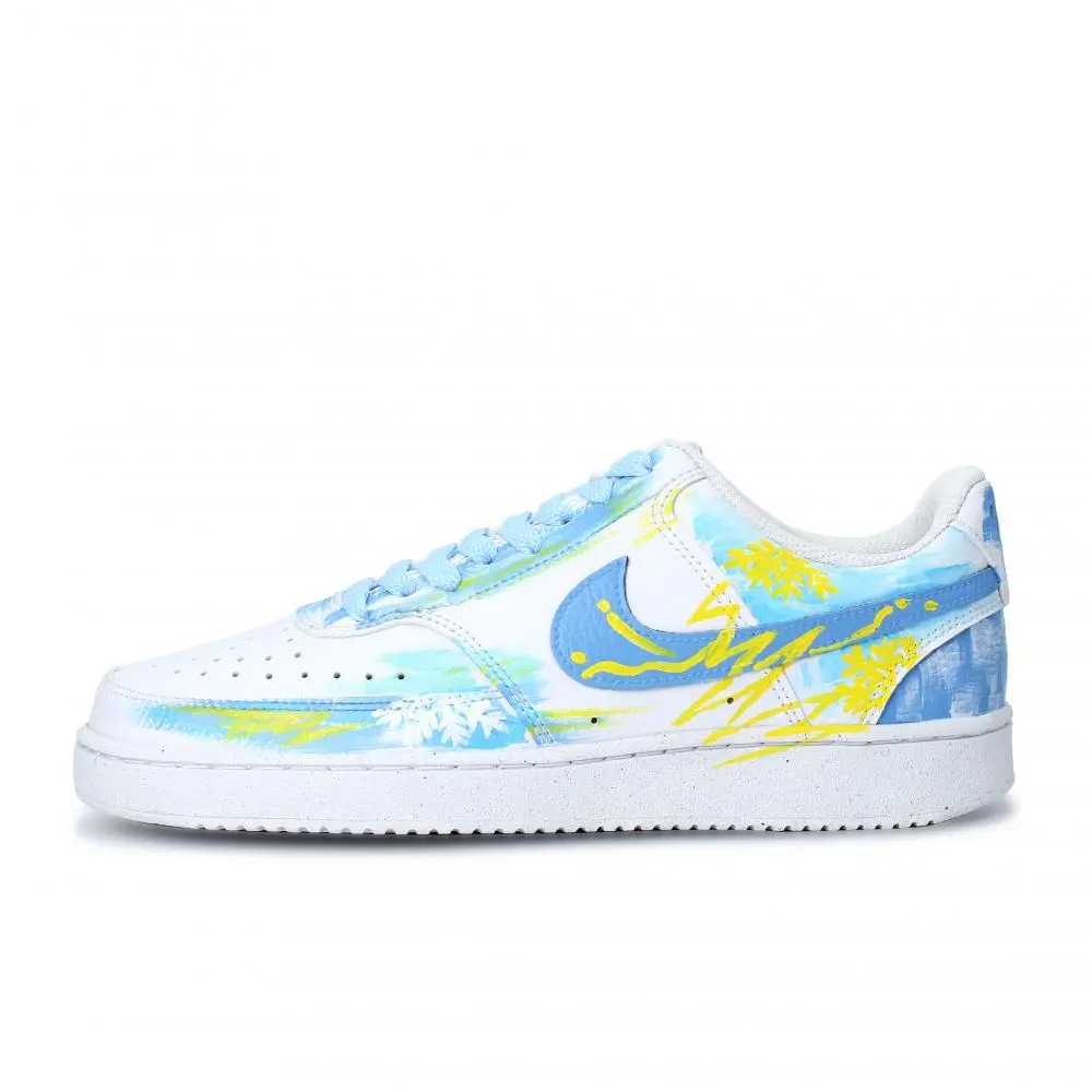 Nike Court Vision 1 Skateboard Shoes Men's Low top White Blue Yellow