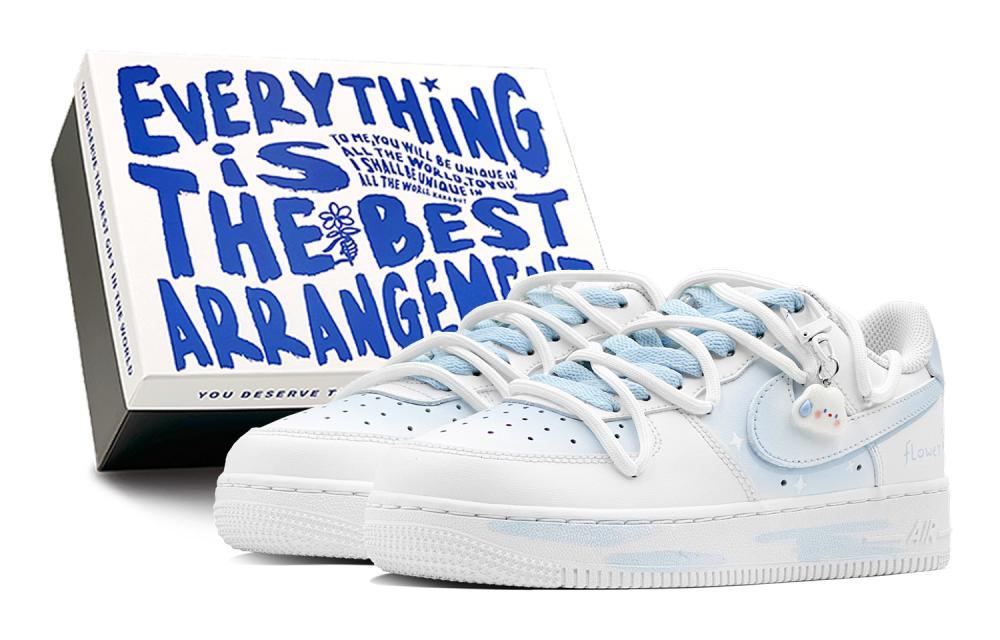 Nike Air Force 1 Low Air Force 1 Anti-Slip Wear-Resistant Low-Top Skateboard Shoes Men's White Blue