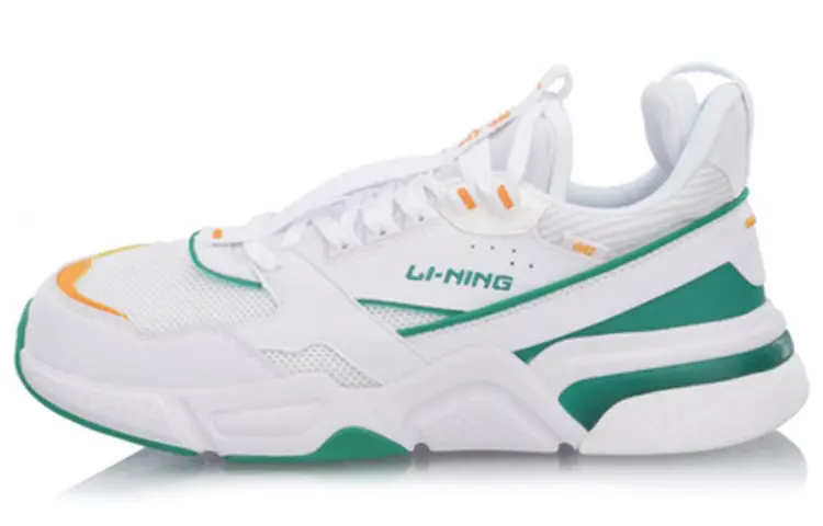 LiNing 001 Departure Slip Resistant, Abrasion Resistant, Lightweight Low top Skateboard Shoes Men's White Green