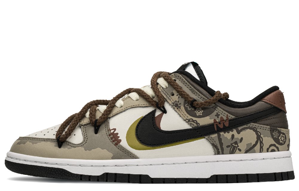 Nike Dunk Low Top Skateboard Shoes Unisex Brown Black
