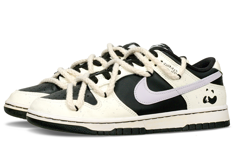 Nike Dunk Red Panda Anti-Slip And Wear-Resistant Lightweight Low-Top Skateboard Shoes GS Black White