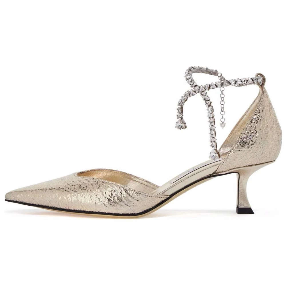 Jimmy Choo Stevie Slim Heel High Heels 5cm Women's Champagne Gold