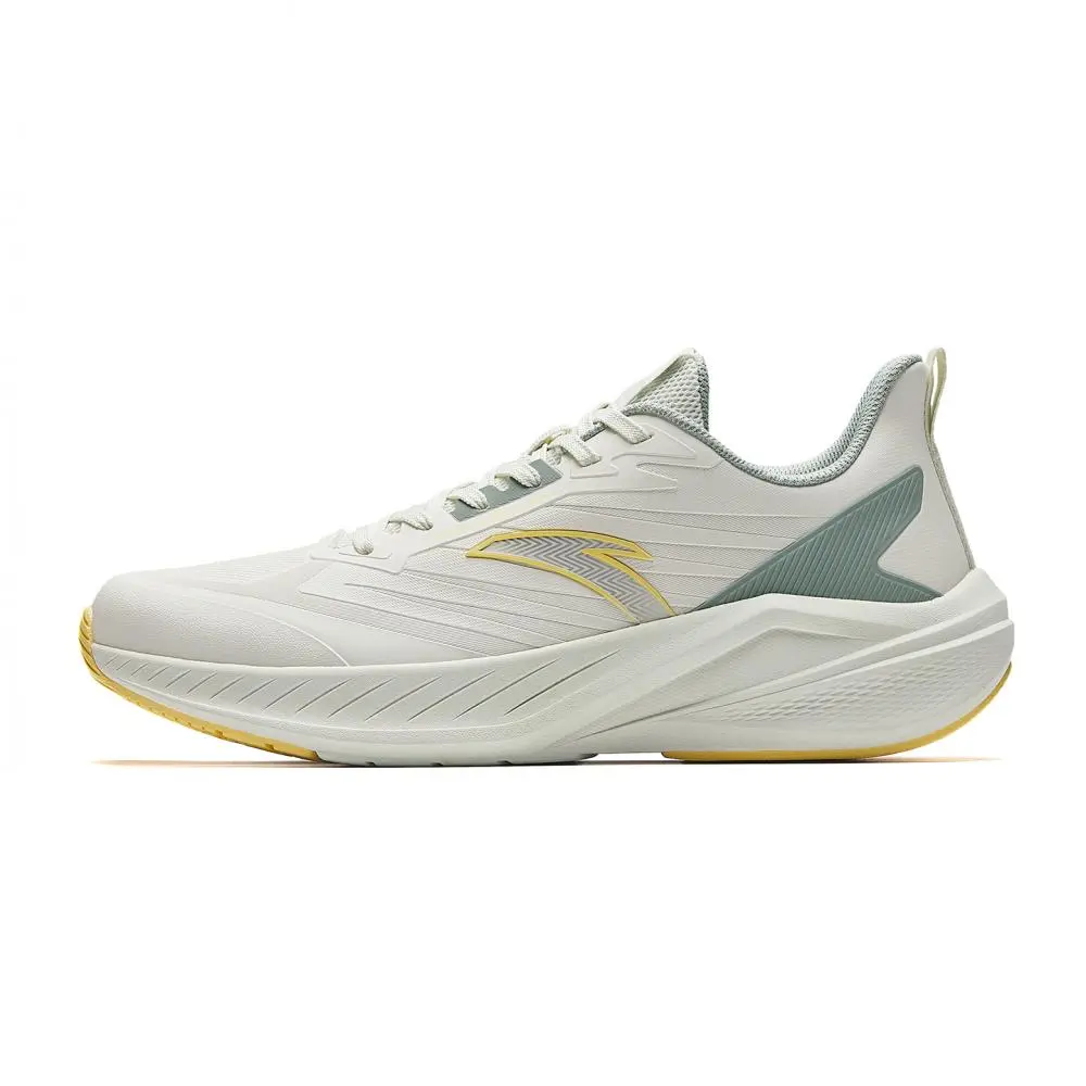 Anta Cushioning Lightweight Low top Running Shoes Men's Pure Porcelain White/Hydrogen Oxide Green/Sugar Pear Yellow