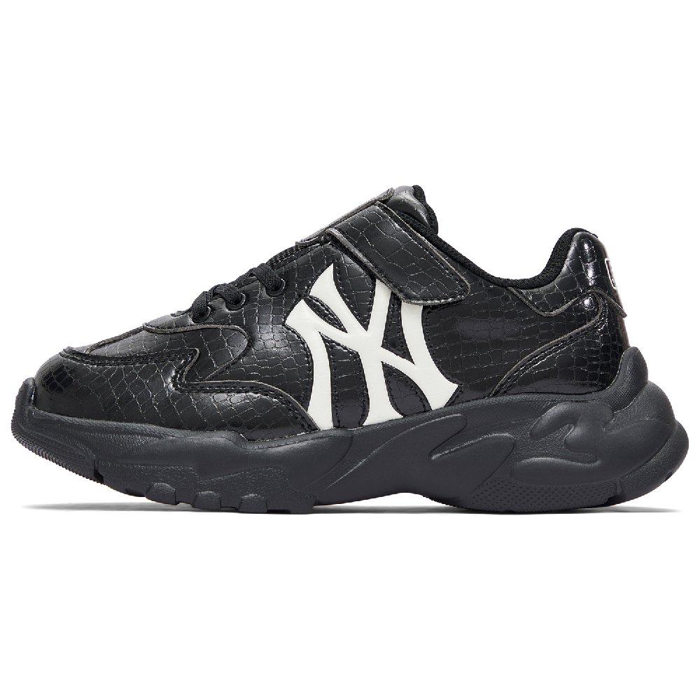 MLB Chunky Classic New York Yankees Anti-Slip Wear-Resistant Mid-Top Kids Lifestyle Shoes Black Kids