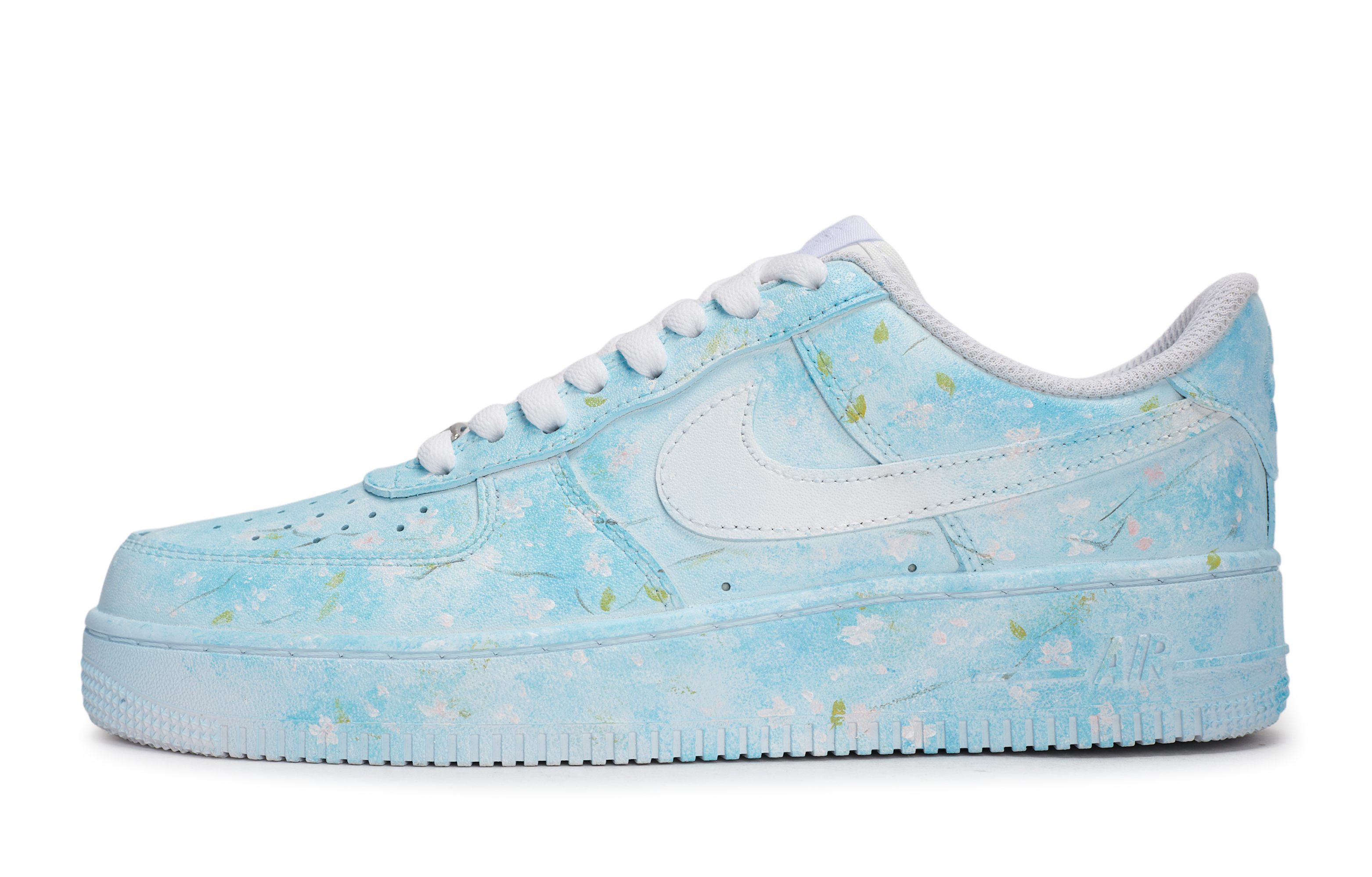 Nike Air Force 1 REGO Hot Dog, Amidst A Hundred Flowers Low top Skateboard Shoes Unisex White Blue Pink Green