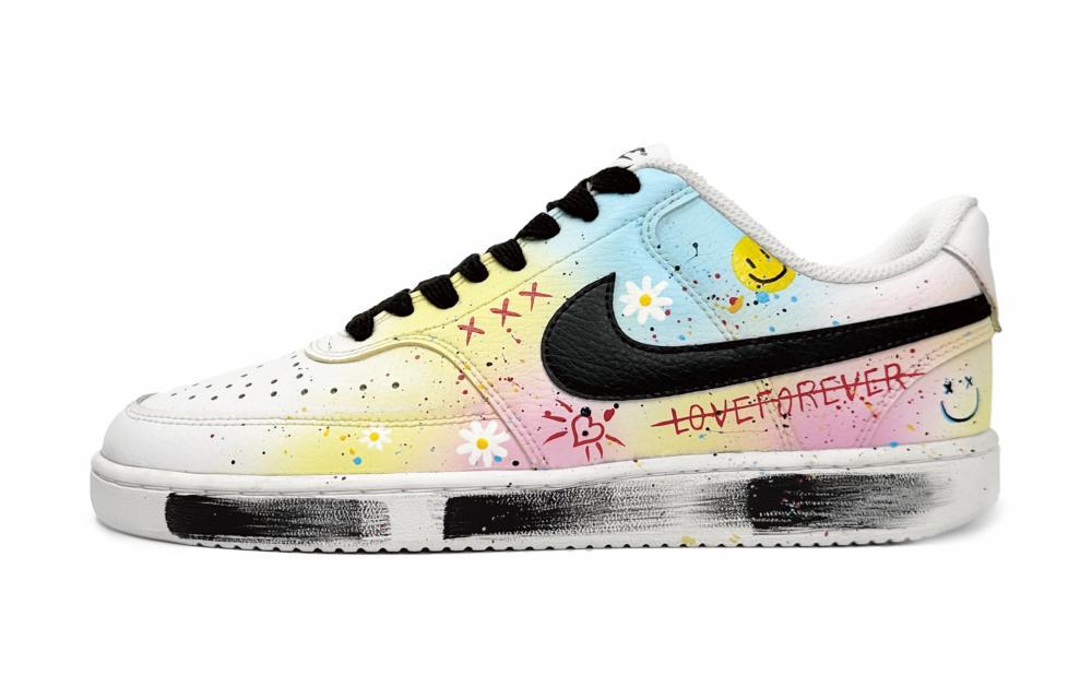 Nike Court Vision Low Anti-Slip Wear-Resistant Low-Top Skateboard Shoes Unisex Yellow Pink Blue