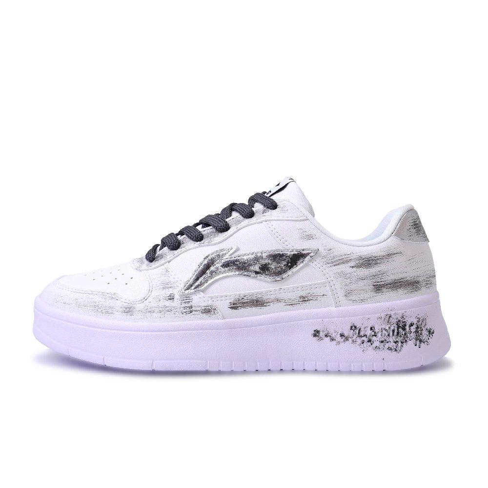 LiNing Pontoon Boats Abrasion Resistant, Lightweight, And Breathable Low Top Skateboard Shoes Unisex Black White Gray