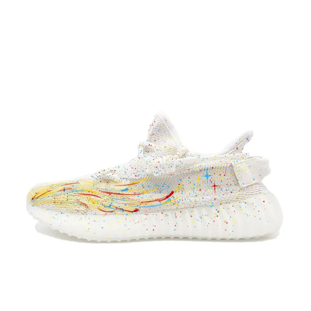 Adidas Originals Yeezy Boost 350 V2 Multicolor Party Abrasion Resistant Low top Casual Shoes Unisex White