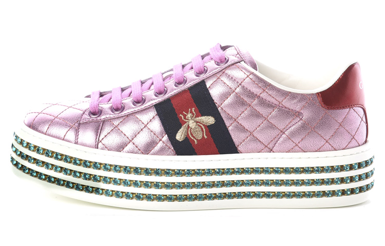 GUCCI Ace Skateboard Shoes Women's Low-Top Pink