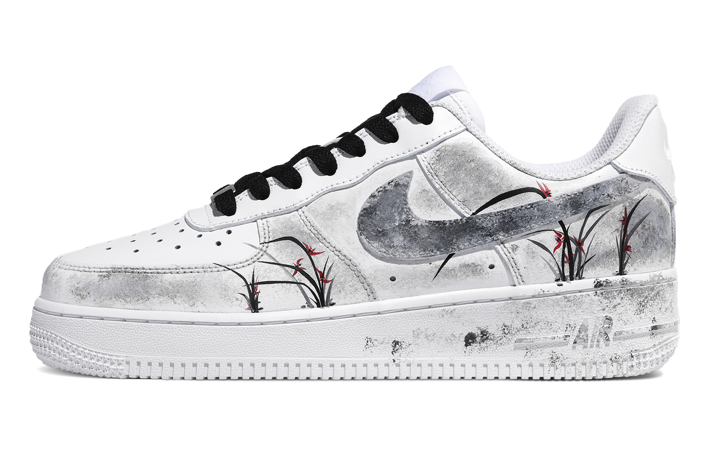 Nike Air Force 1 Abrasion Resistant Low top Skateboard Shoes Unisex Black White Gray