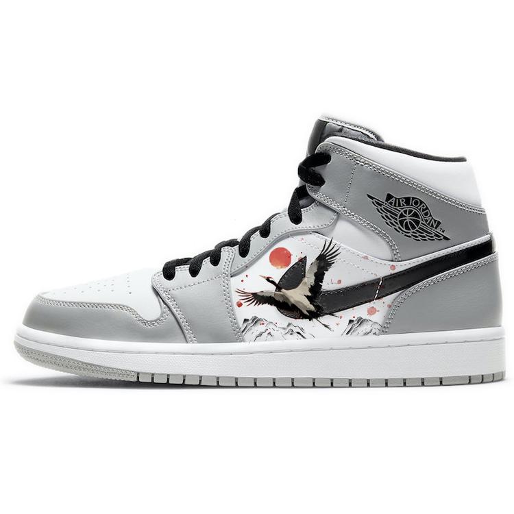 JORDAN Air JORDAN 1 Vintage Basketball Shoes Men Mid-Top White Gray