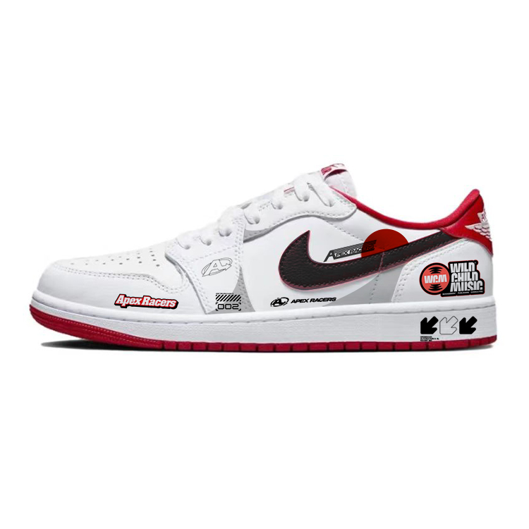 Jordan Air Jordan 1 Durable Breathable Low-Top Vintage Basketball Shoes Unisex White Red