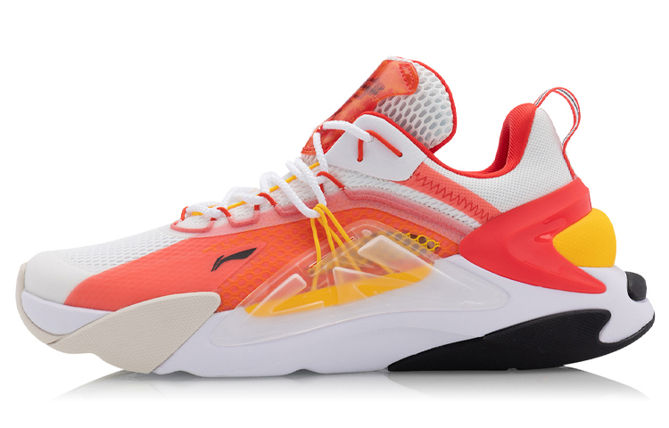 LiNing Fire Cushioning Rebound Low-Top Casual Shoes Men's White Red Yellow
