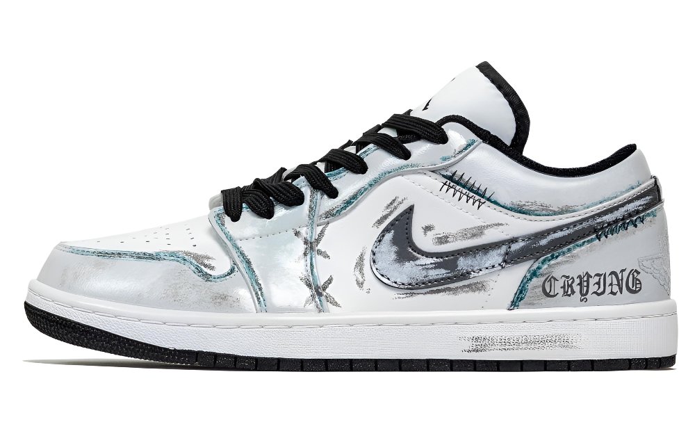 Jordan Air Jordan 1 Wound Care Abrasion Resistant Low Top Vintage Basketball Shoes Unisex Gray Green