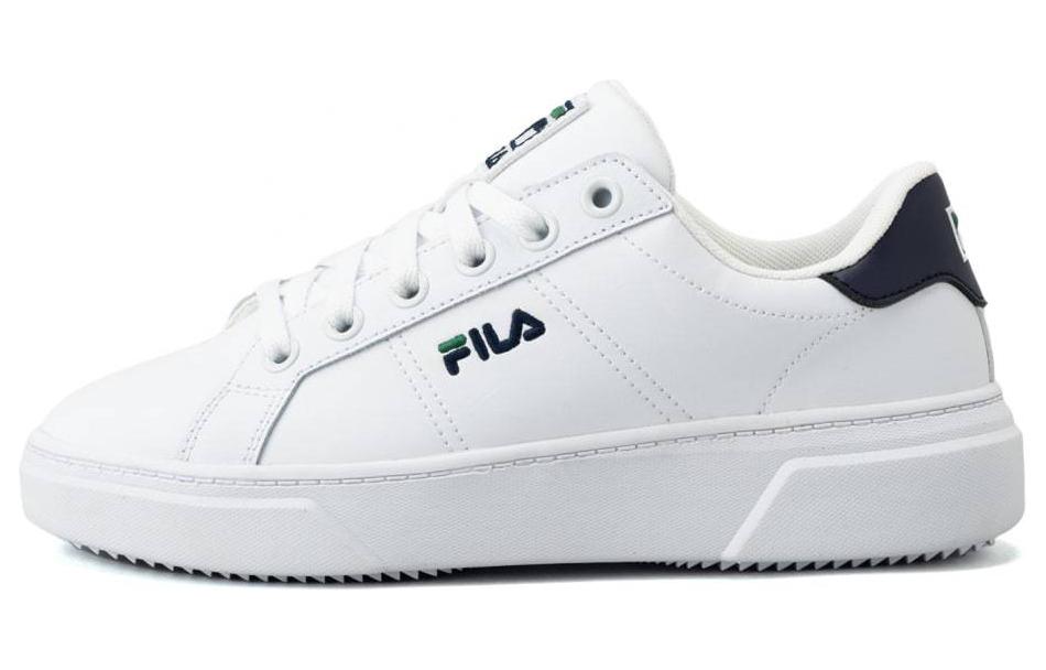FILA Court Plumpy Lite Wear resistant And Lightweight Low top Skateboard Shoes Unisex White Blue