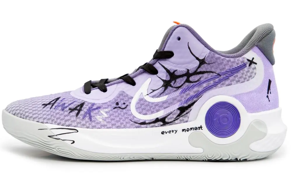 Nike KD Trey 5 IX Awakening Storm Anti-Slip Wear-Resistant Mid-Top Basketball Shoes Unisex Gray Purple