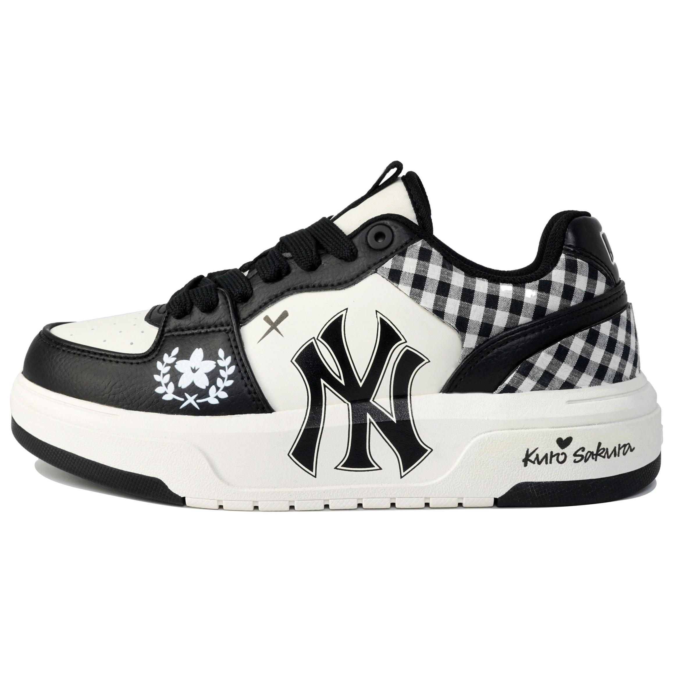 MLB Chunky Liner Slip-Resistant Low-Top Skateboard Shoes Unisex Black White