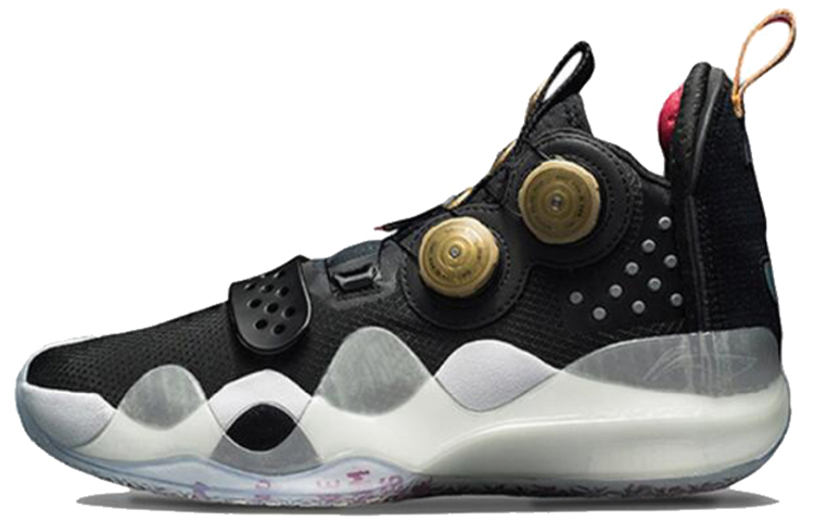 LiNing WOW 8 Retirement Night Shock Absorbers With Slip Resistant Features Mid Top Basketball Shoes Men's Black