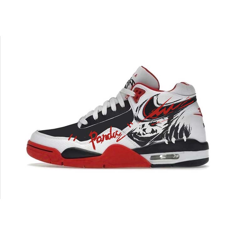 Nike Flight Legacy Slip-Resistant Mid-Top Vintage Basketball Shoes Unisex Black Red White