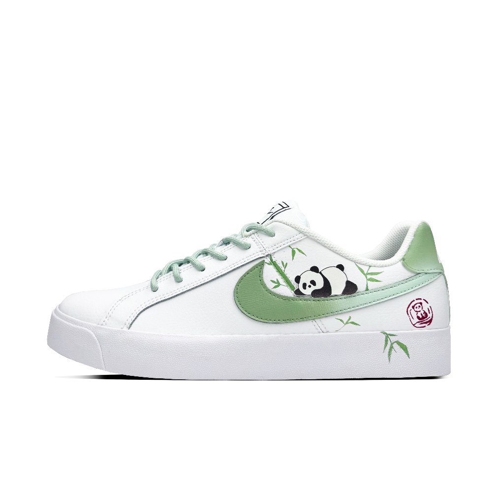Nike Court Royale Panda Holding Bamboo Low-Top Skateboard Shoes Men's White Green