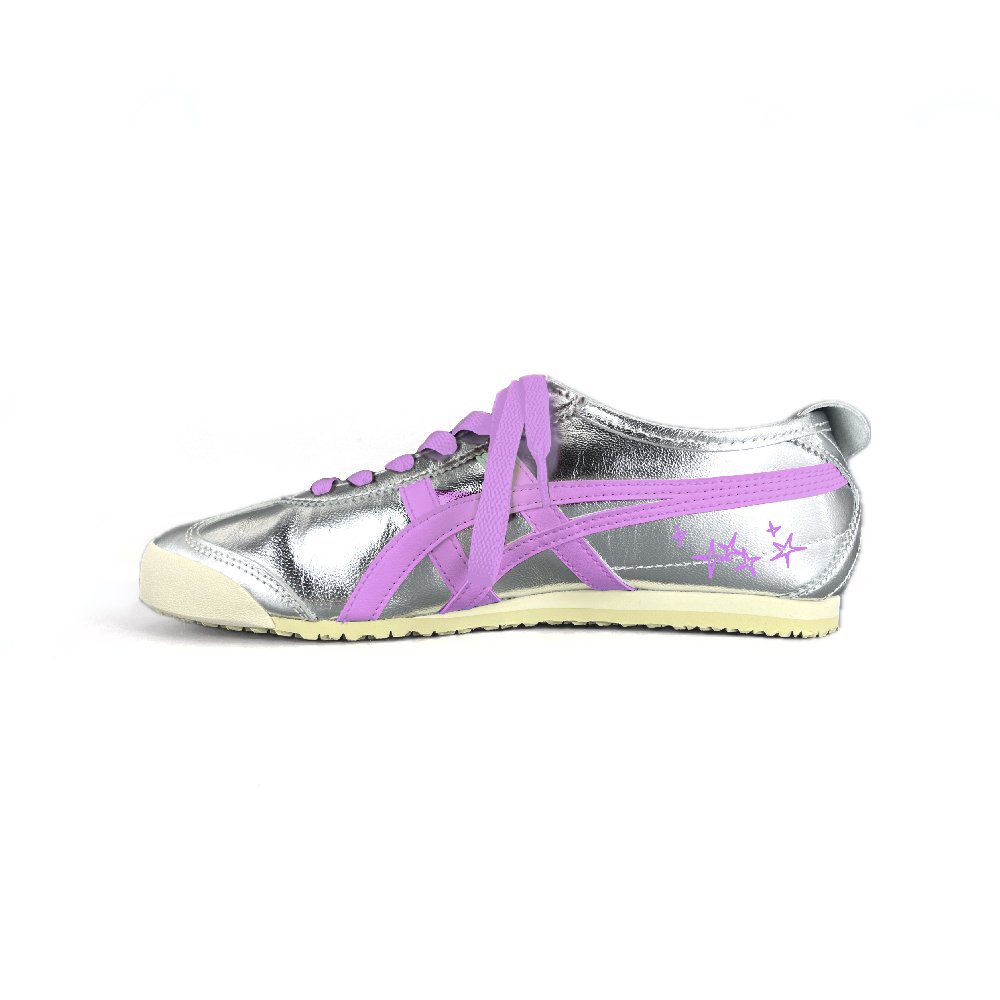 Onitsuka Tiger MEXICO 66 Abrasion Resistant Low Top Casual Shoes Unisex Silver Purple