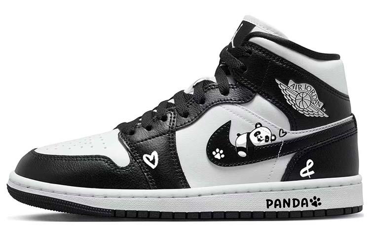 Jordan Air Jordan 1 Mid Top Vintage Basketball Shoes Women's Black White