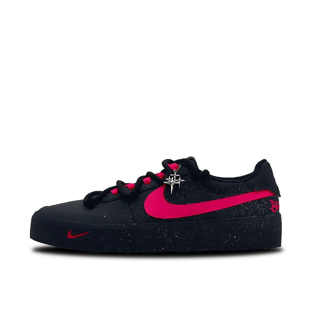 Nike Court Shot Red Star Feather Abrasion Resistant Low Top Skateboard Shoes Men's Black Red